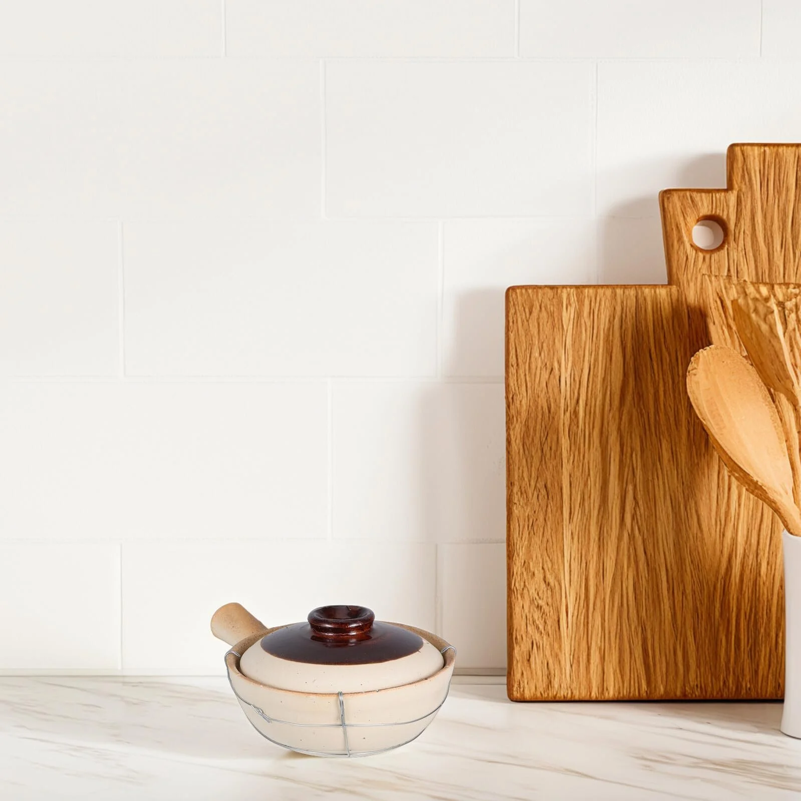 Горшок для запекания керамический с ручкой и железной проволокой для риса и супов, фото №5