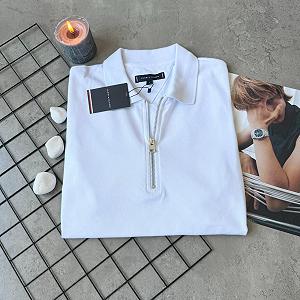 Мужское белое поло Tommy Hilfiger брендовая футболка с воротником Томми стильная рубашка коротким рукавом synthetic.ua - Фото 1