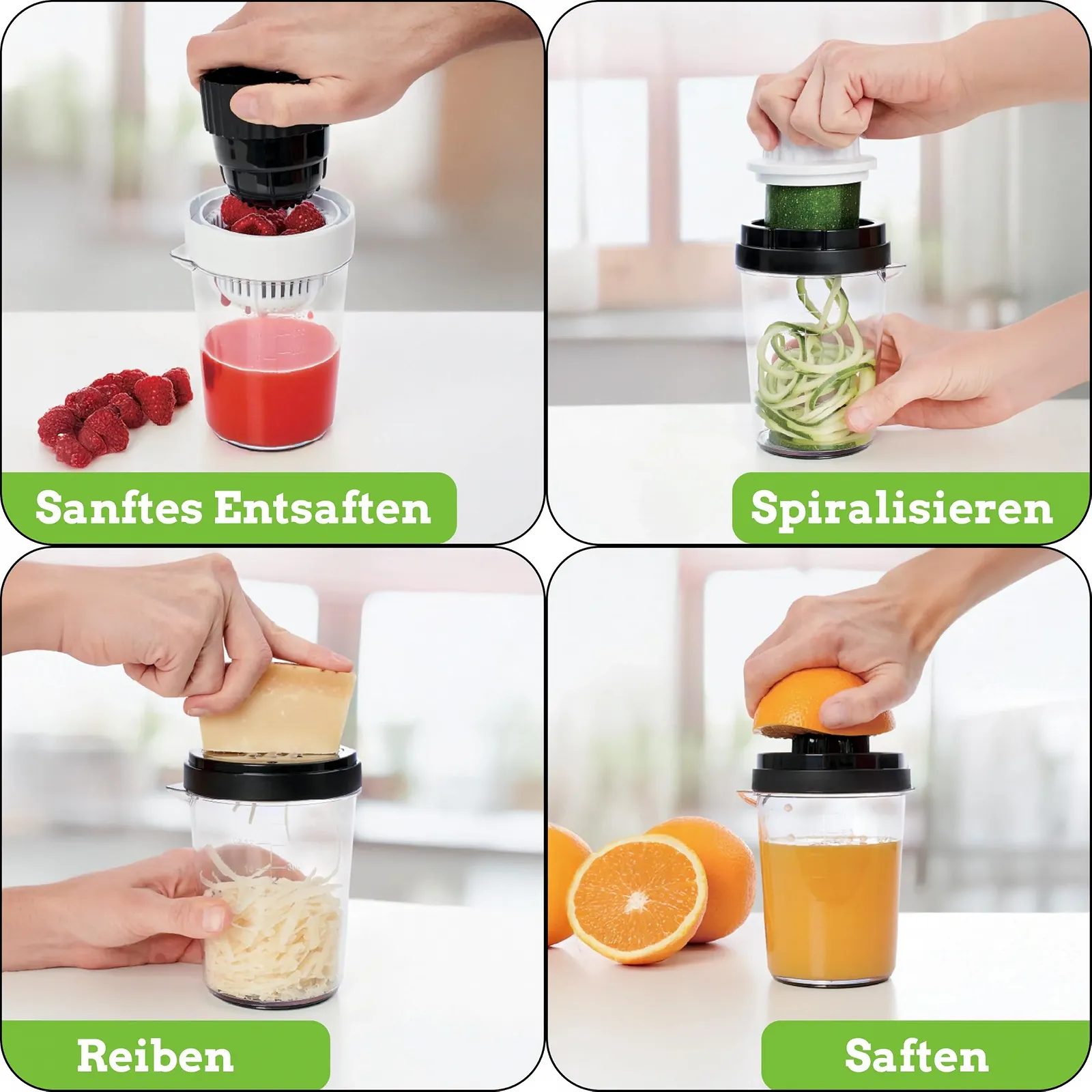 Овочевий спіралізатор Nourished Essentials Прозорий з чорними кришками, фото №6