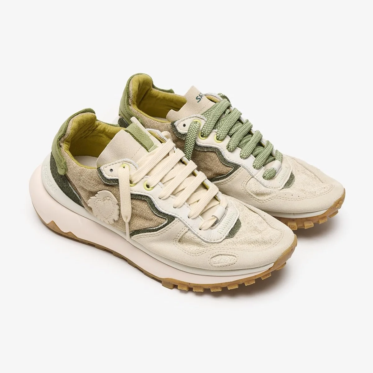 Кроссовки Satorisan Chacrona Metta Lino Whitewisp Кожа Лён Белый, фото №3