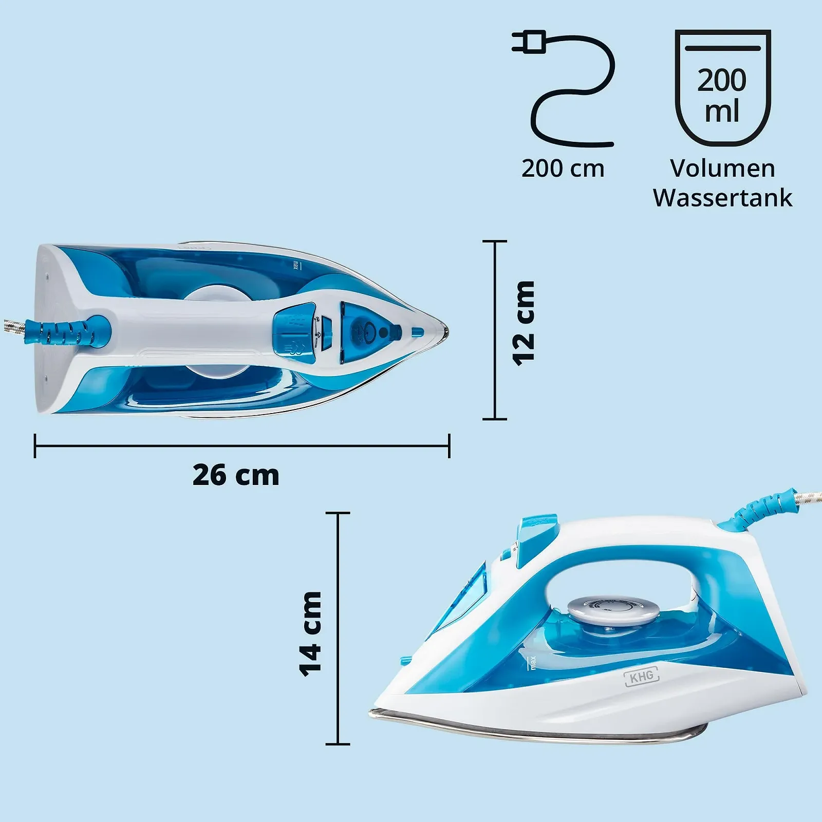 Парова праска KHG DB-1600WB 1600 Вт 200 мл, фото №7