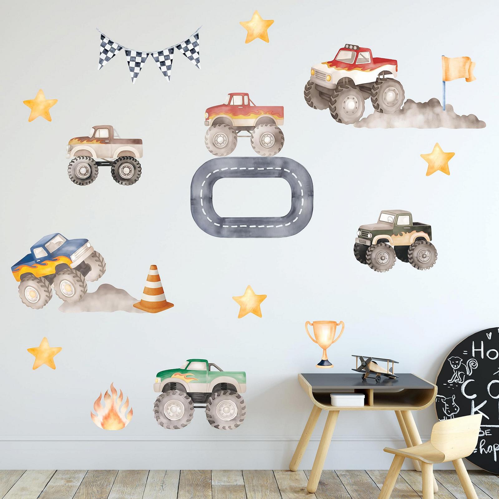 Набір настінних наклейок GRAZDesign Monster Truck Racing для дитячої кімнати, фото №1