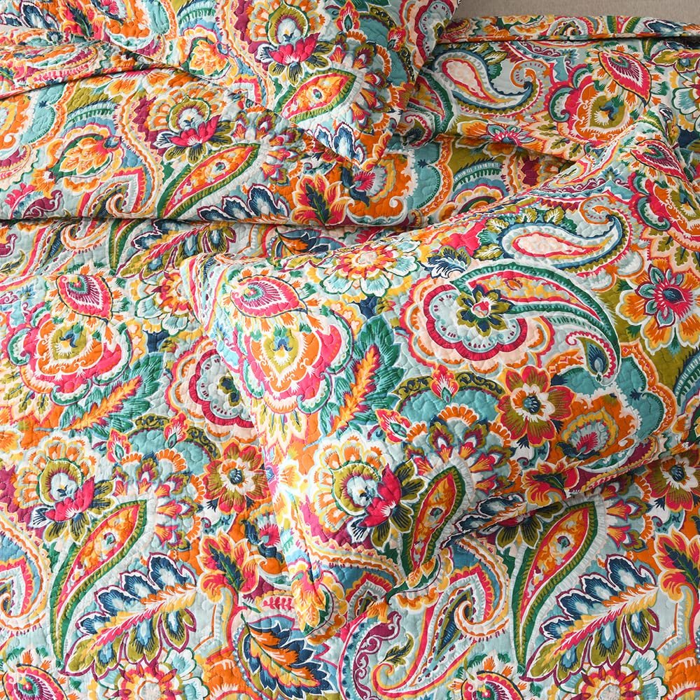 Покривало VISIMISI Бавовна Білий Квіти Пейслі, Накидка на ліжко, фото №6