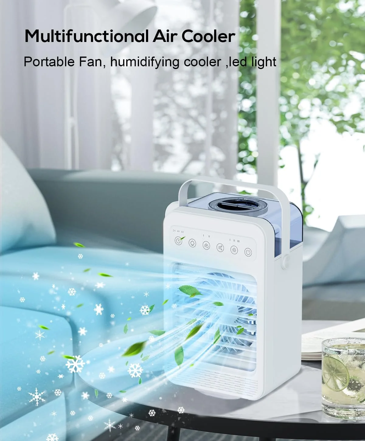 Портативний мобільний кондиціонер MUMUWIND 4-в-1 600 мл 3 швидкості Таймер Підсвічування, фото №2