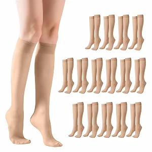 Женские гольфы 20D нейлоновые чулки прозрачные гольфы светло-телесные тонкие чулки 16 пар - Фото 1