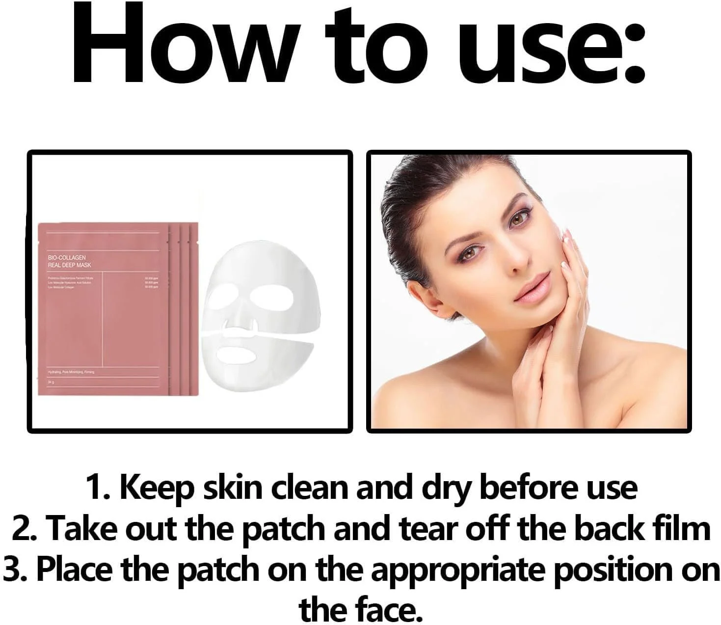 Маска для лица с коллагеном Organic Collagen Real Deep, набор 4 шт, фото №5