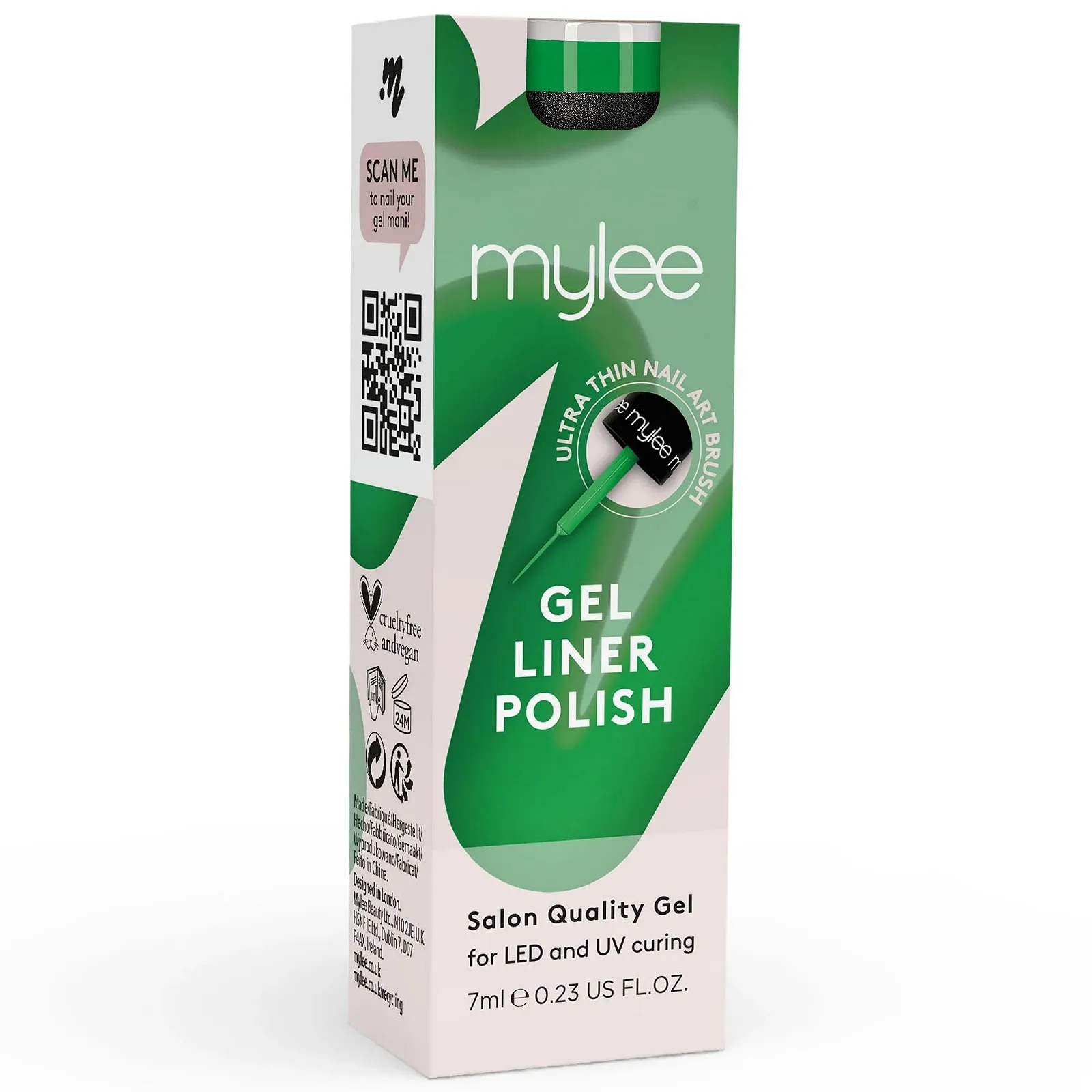 Гель-лак Mylee Liner 7 мл Groovy Green з інтегрованим пензлем для дизайну нігтів, фото №7