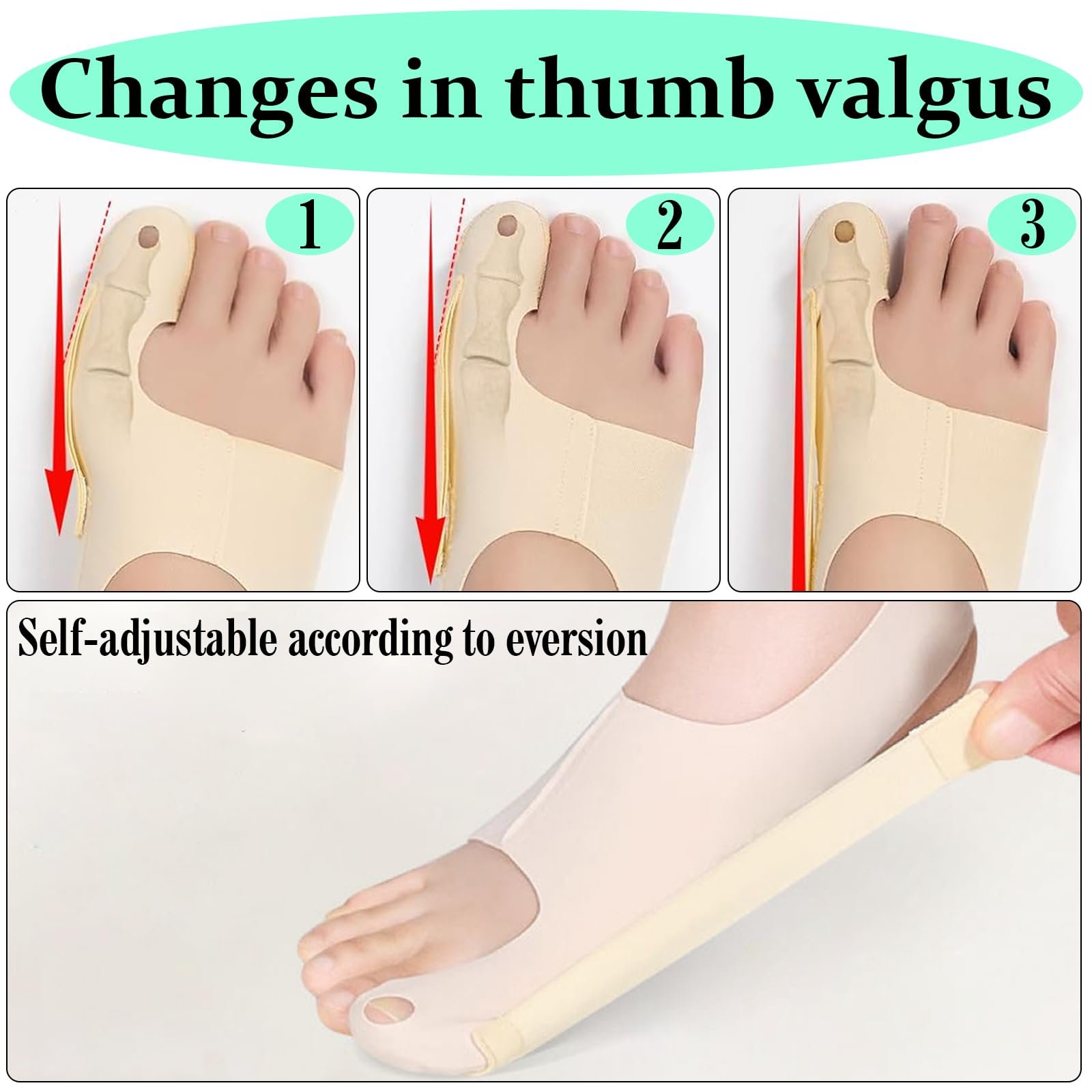 Комплект із 2 бандажів Hallux Valgus, ультратонка тканина для корекції Hallux Valgus, фото №4