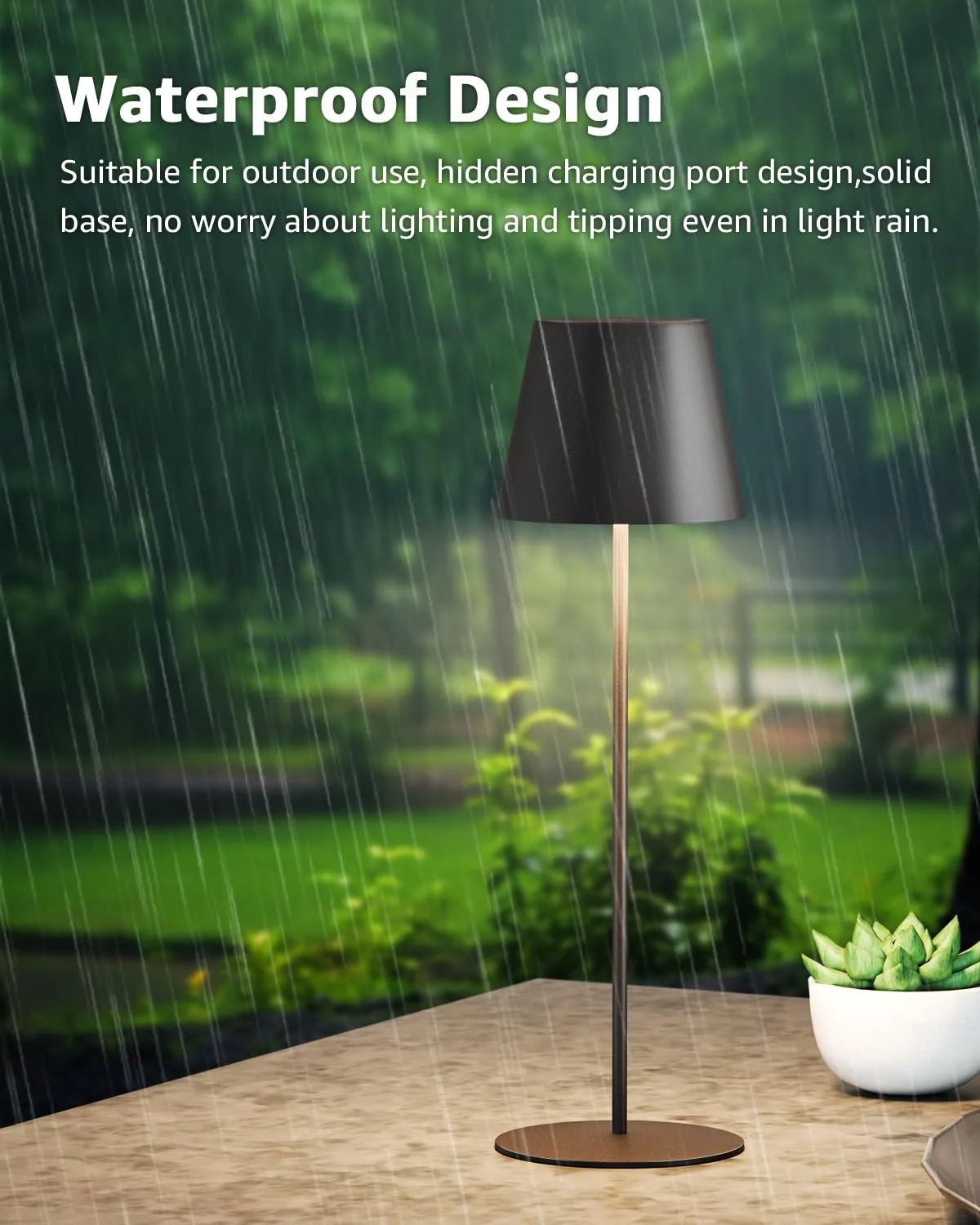 Настільна лампа FUYO LED акумуляторна бездротова USB-C сенсорна димована комплект 2 шт. чорна, фото №6