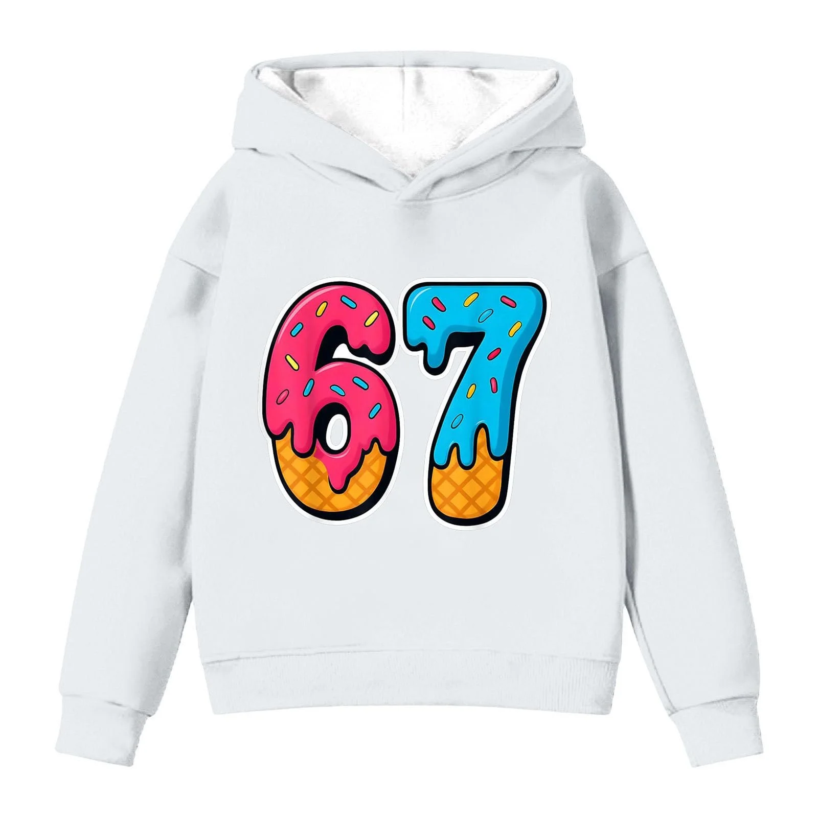 Толстовка дитяча з капюшоном 67, з принтом цифри, фото №2