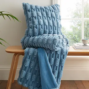 Покривало Bianca So Soft Carved Faux Fur, 150 x 200 см, блакитний synthetic.ua - Фото 1
