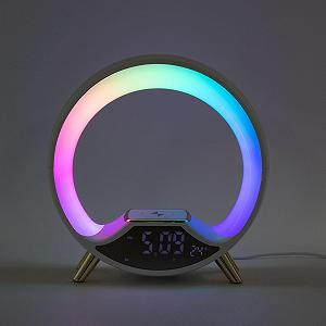 Настільна лампа нічна USB з бездротовою швидкою зарядкою 15W таймером та зміною кольорів Біла - Фото 1