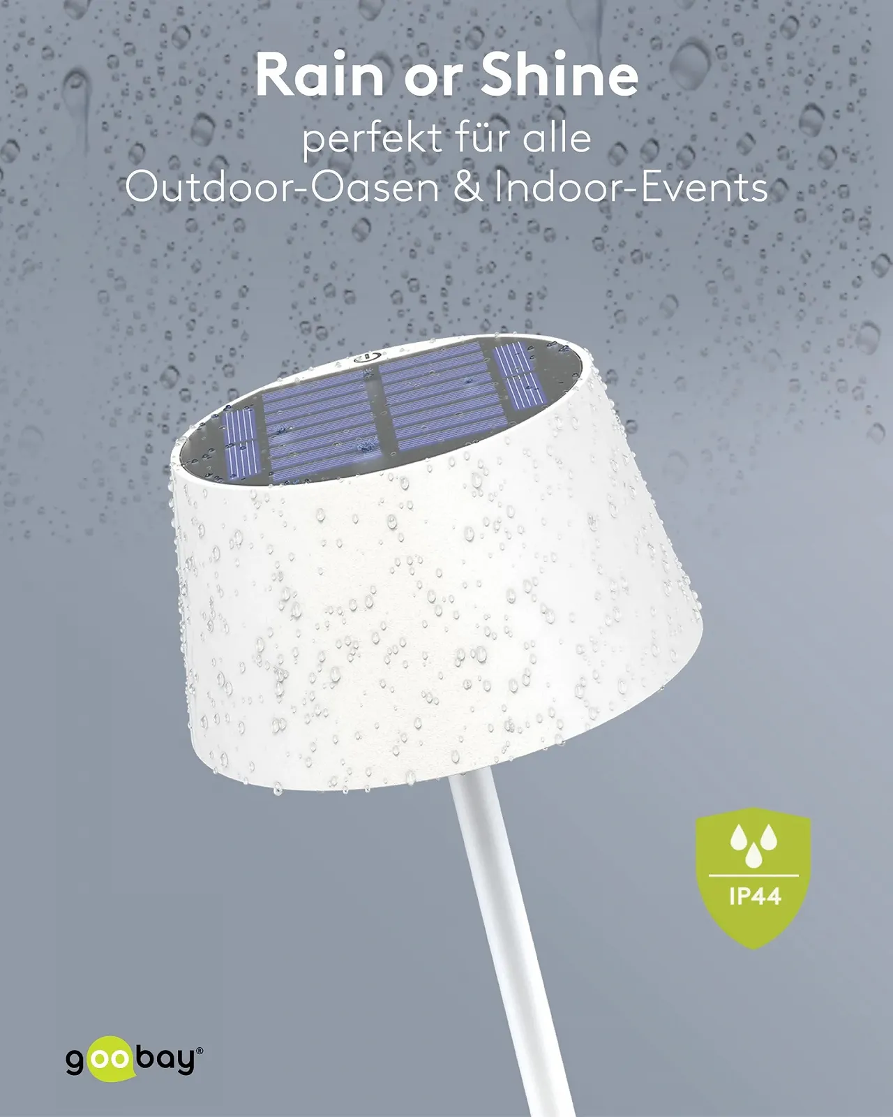 Настільна лампа goobay 73929 LED акумуляторна IP44 сенсорна безступінчасте димування USB-C Білий, фото №7