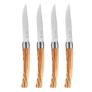 Набор ножей Table Chic Opinel, 4 ножа, лезвие 10 см, коричневый (оливковое дерево) - Фото 1
