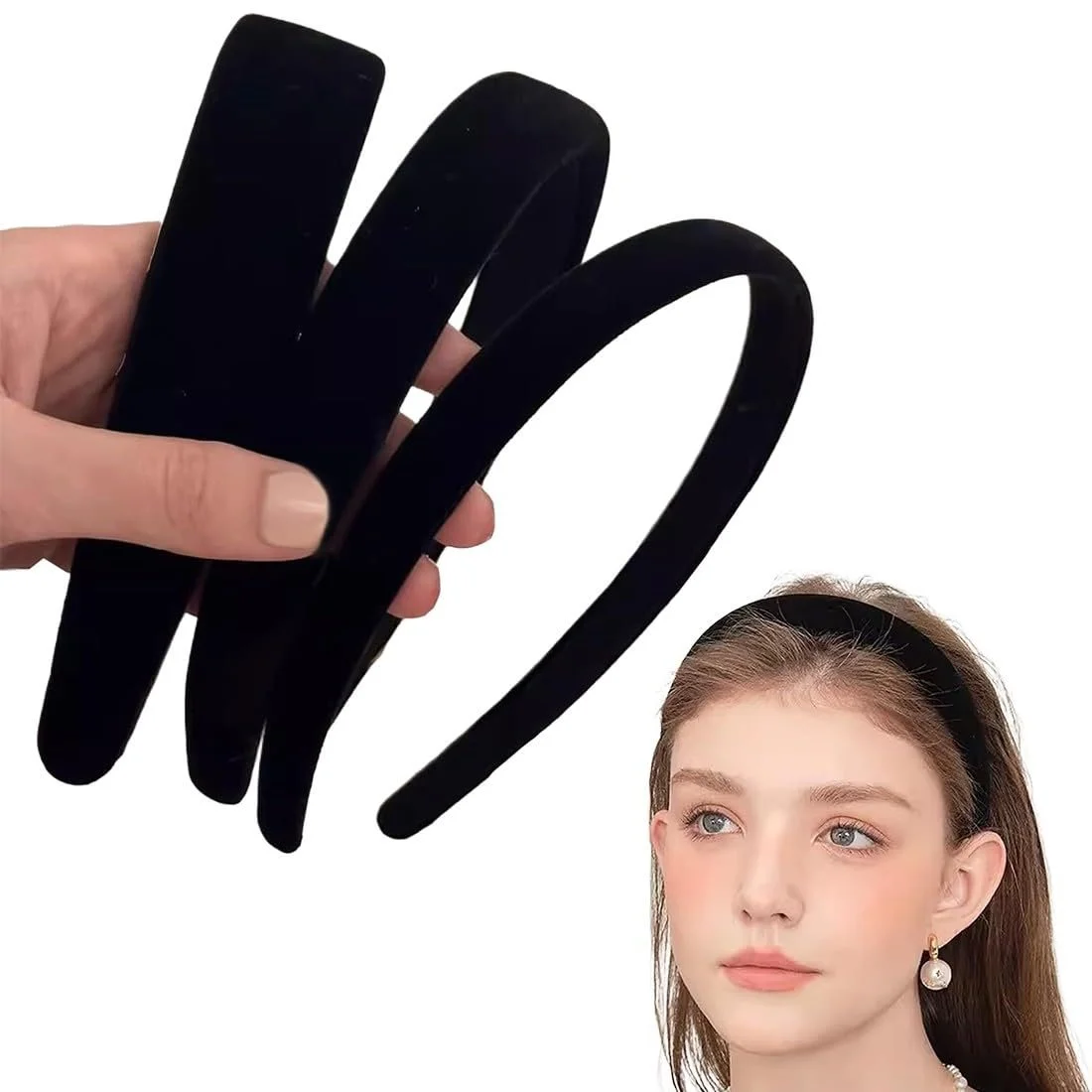 Набір жіночих обручів 3 шт, Оксамитові, фото №1