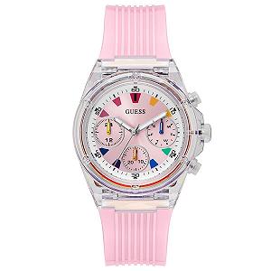 Женские аналоговые кварцевые часы GUESS Modern GW0438L7 с браслетом из нержавеющей стали, розовые - Фото 1