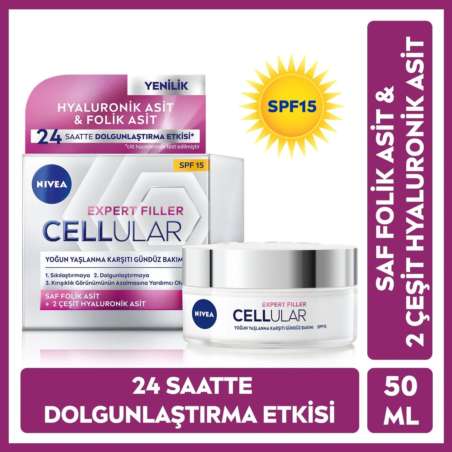 Денний антивіковий крем Nivea Hyaluronic Cellular Filler зміцнюючий, фото №2 Денний антивіковий крем Nivea Hyaluronic Cellular Filler зміцнюючий, фото №2