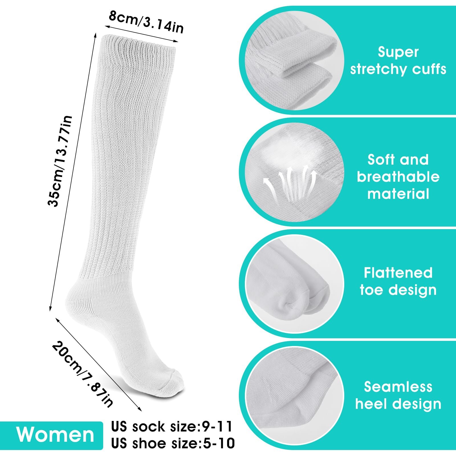 Гетры Носки женские повседневные Вязаные гетры для сапог Очень длинные спортивные носки Многослойные носки Размер 9-11 Теннисные носки Неоновые костюмы в стиле 90-х Женские гетры, фото №3