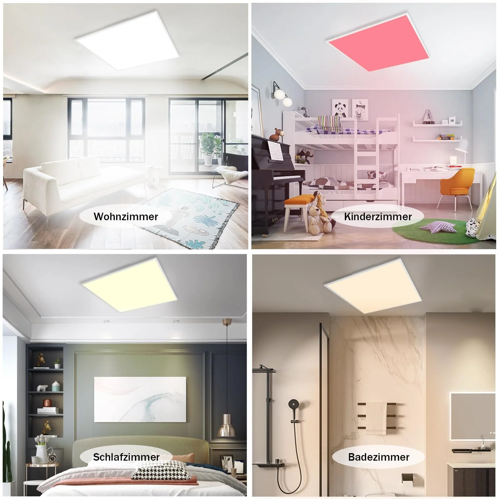 Світильник Glitzerlife LED RGB з регулюванням яскравості 24 Вт білий у комплекті з пультом управління квадратна стельова лампа з підсвіткою діаметром 45 см, фото №7