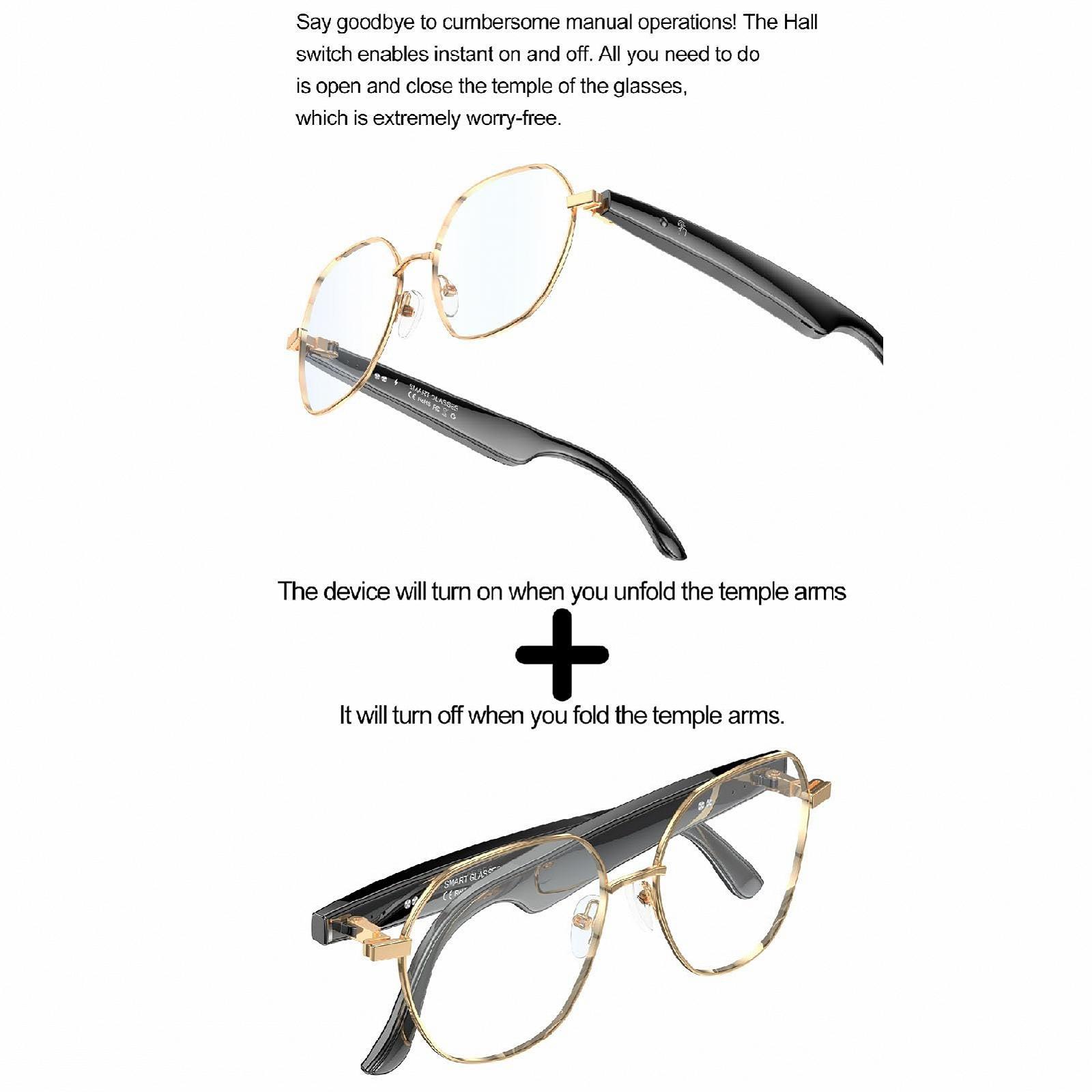 Розумні окуляри для перекладу Bluetooth 6.0 з фільтром синього світла та золотою оправою для подорожей і зустрічей, фото №7