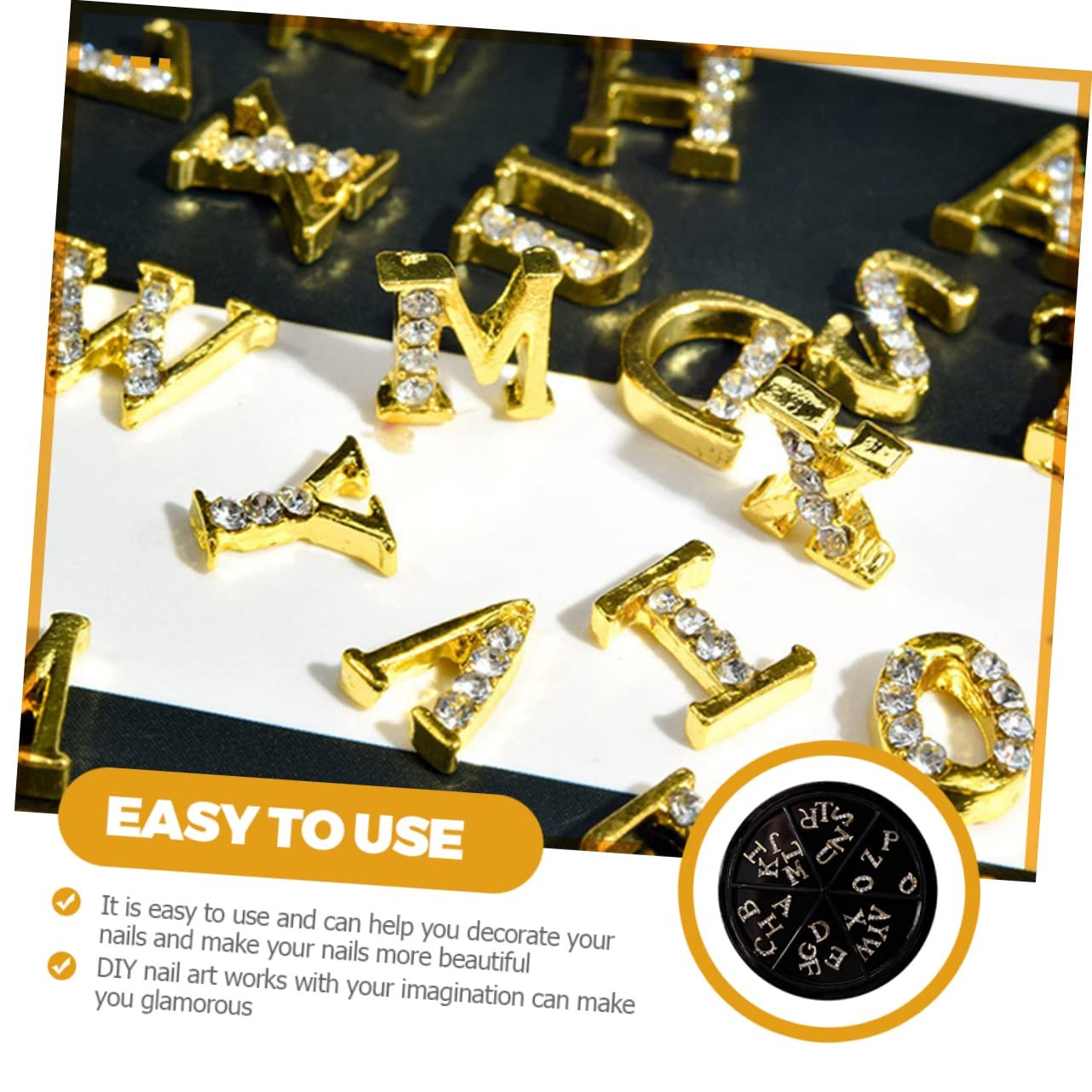 Украшения для ногтей Алфавит Beavorty 52шт., подвески для маникюра с буквами, металлические, фото №4