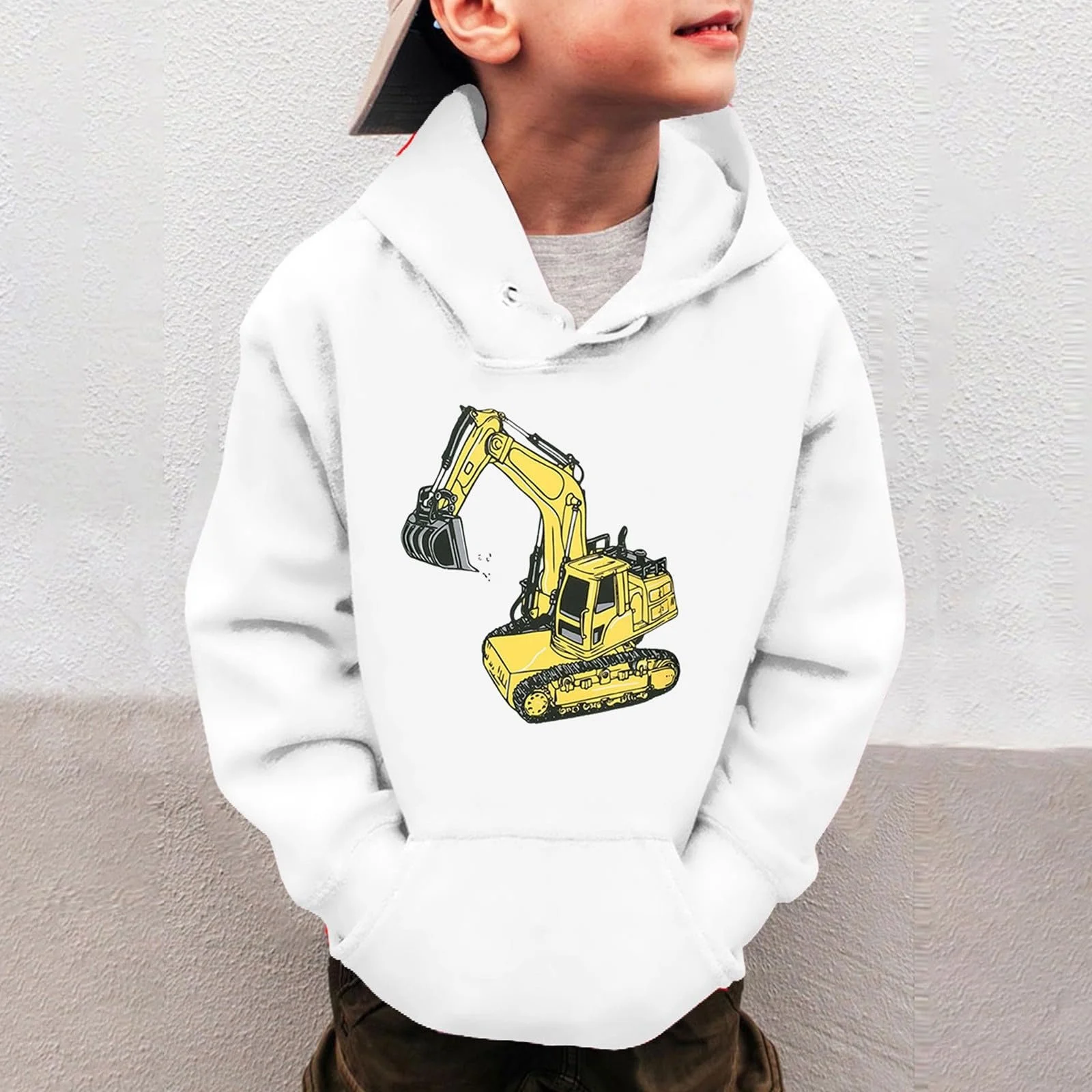 Худі з довгими рукавами, з капюшоном, з малюнком вантажівки, фото №3