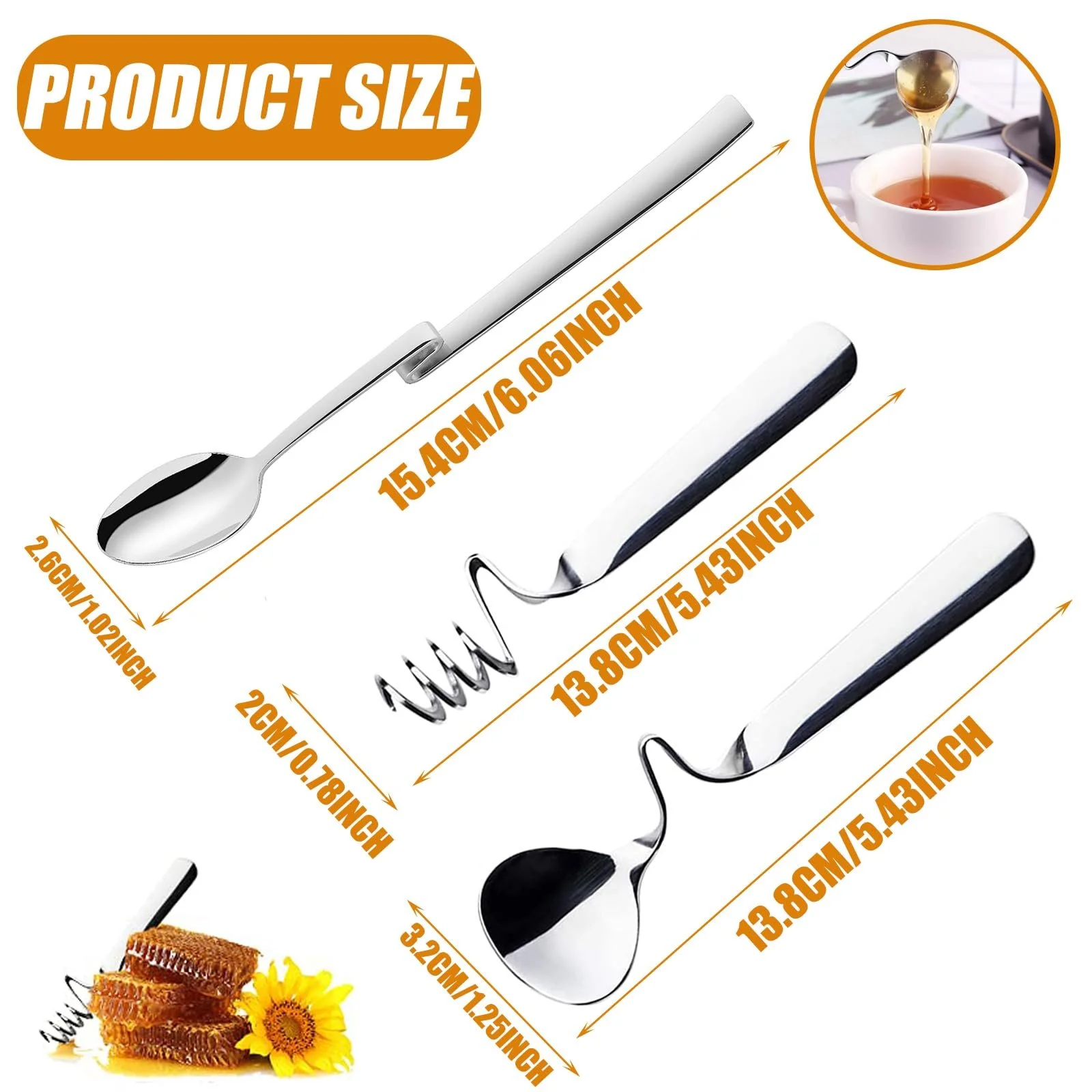 Ложка для меду з нержавіючої сталі, фото №4