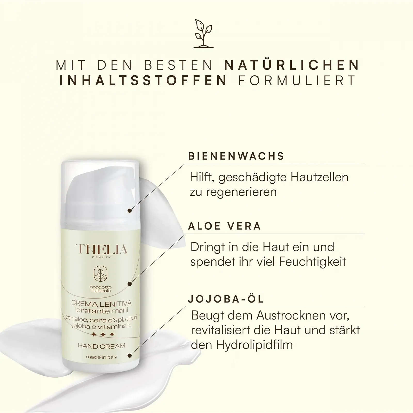 Крем для рук Thelia Beauty Заспокійливий Зволожуючий з Алое, Бджолиним воском, Олією Жожоба та Вітаміном Е 100 мл, фото №2