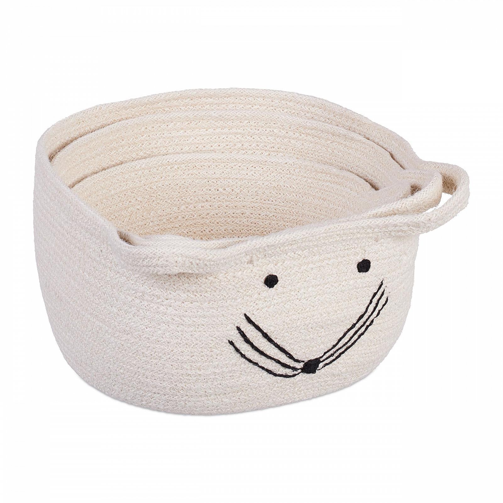 Комплект корзин для хранения, 3 шт. Relaxdays Мышка Белый/Черный, фото №6