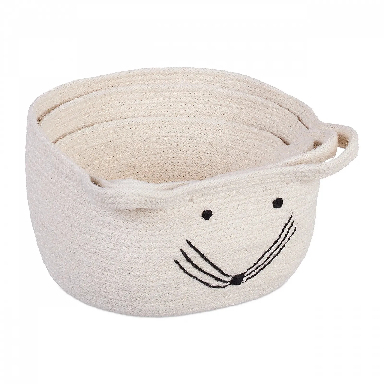 Комплект корзин для хранения, 3 шт. Relaxdays Мышка Белый/Черный, фото №6