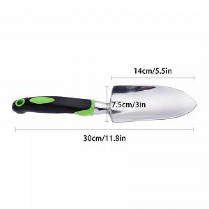 Лопатка садовая, маленькая, заостренная, нержавеющая сталь, эргономичная ручка, зеленый synthetic.ua - Фото 1