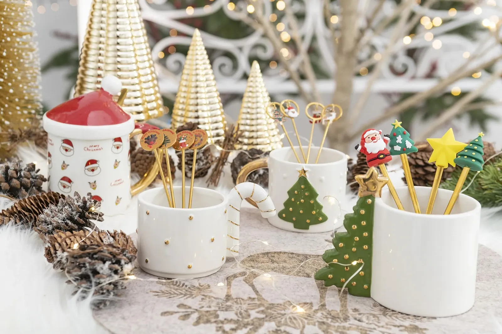 Чайные ложки с подвесками 4 шт Gold Christmas, фото №6