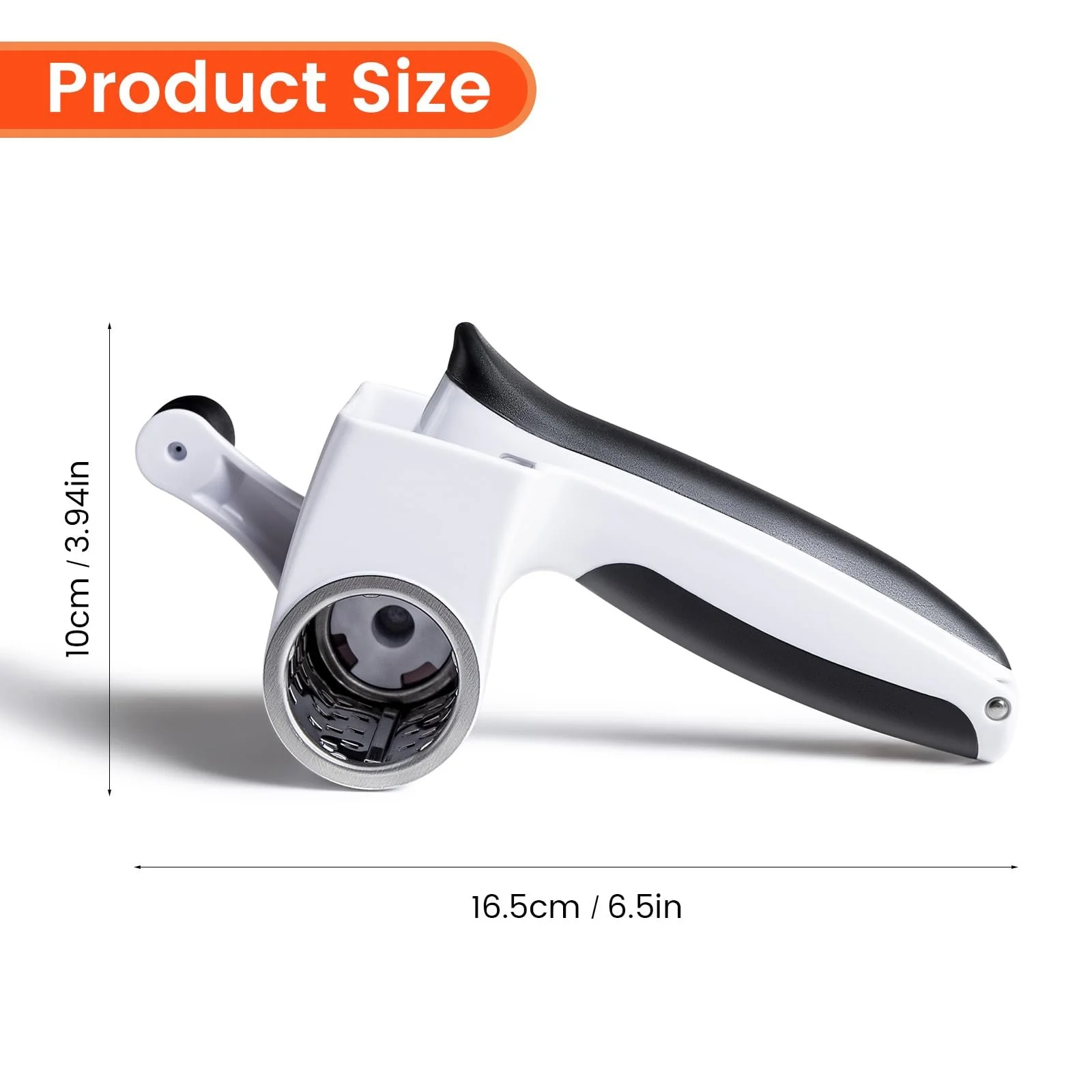 Ручна сирна терка з ручкою, ручна роторна з 2 барабанами з нержавіючої сталі, фото №6