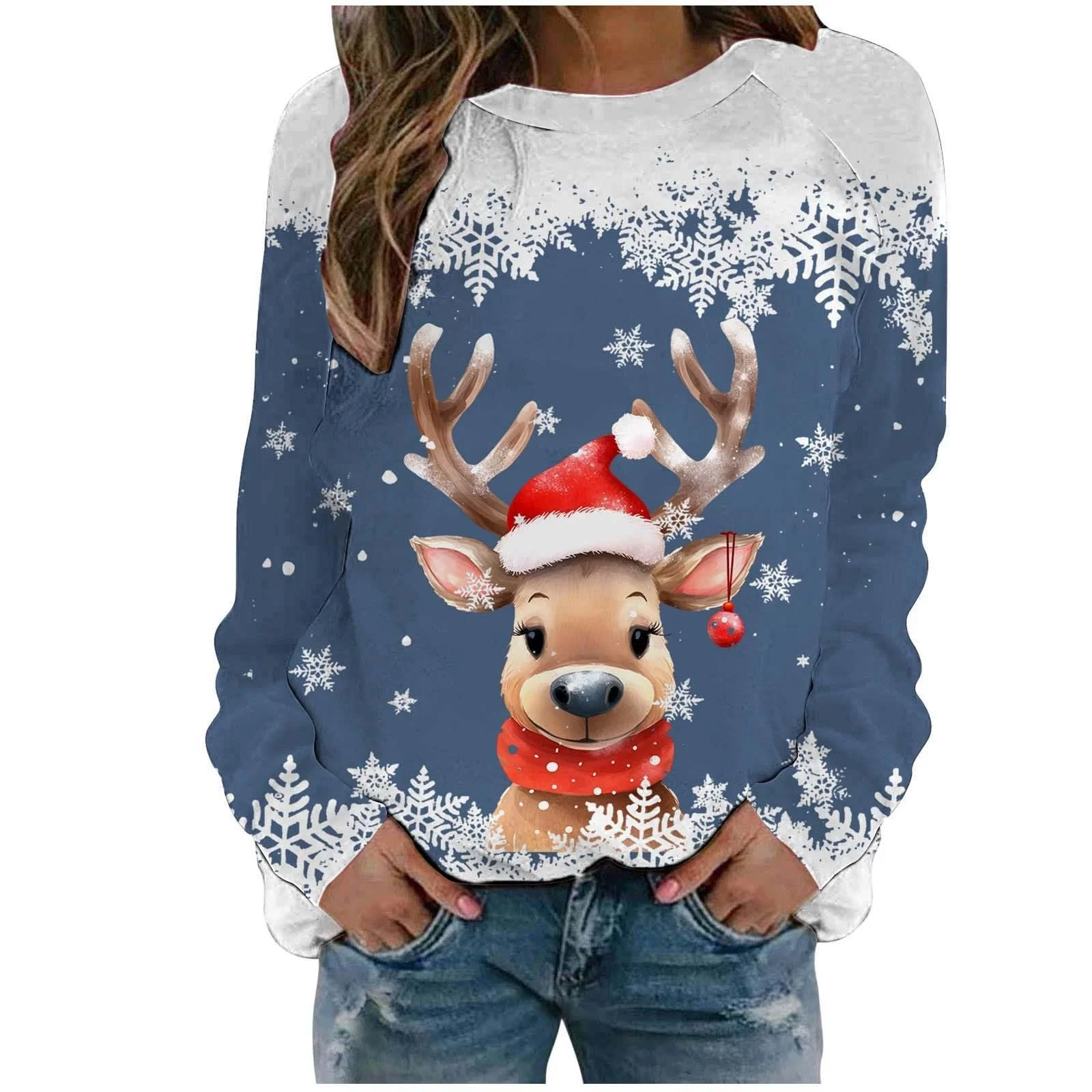 Жіночий світшот Різдвяний, повсякденний, з довгими рукавами, фото №1