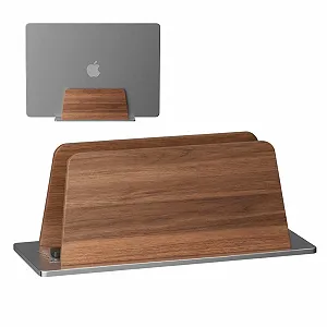 Подставка для ноутбука Muso Wood Vertical, алюминий и дерево орех, регулируемая, для MacBook Pro/Air, iPad, Samsung, планшетов, ноутбуков - Фото 1