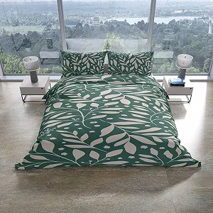 Комплект постільної білизни Leonado Vicenti 135 x 200 см бавовна блискавка YKK квітковий темно-зелений бежевий 4 сезони synthetic.ua - Фото 1