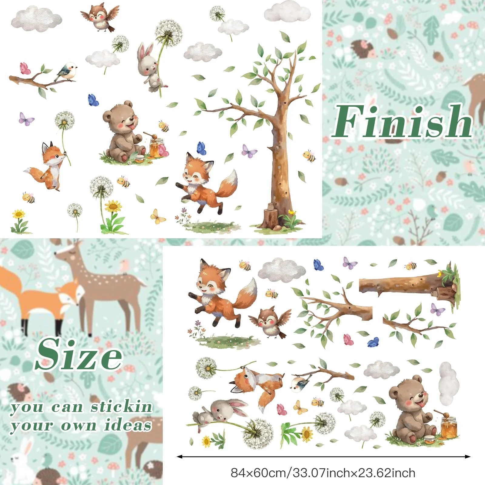 Наклейка на стіну TOARTI Forest Animals Tree DIY 100 x 80 см, фото №6