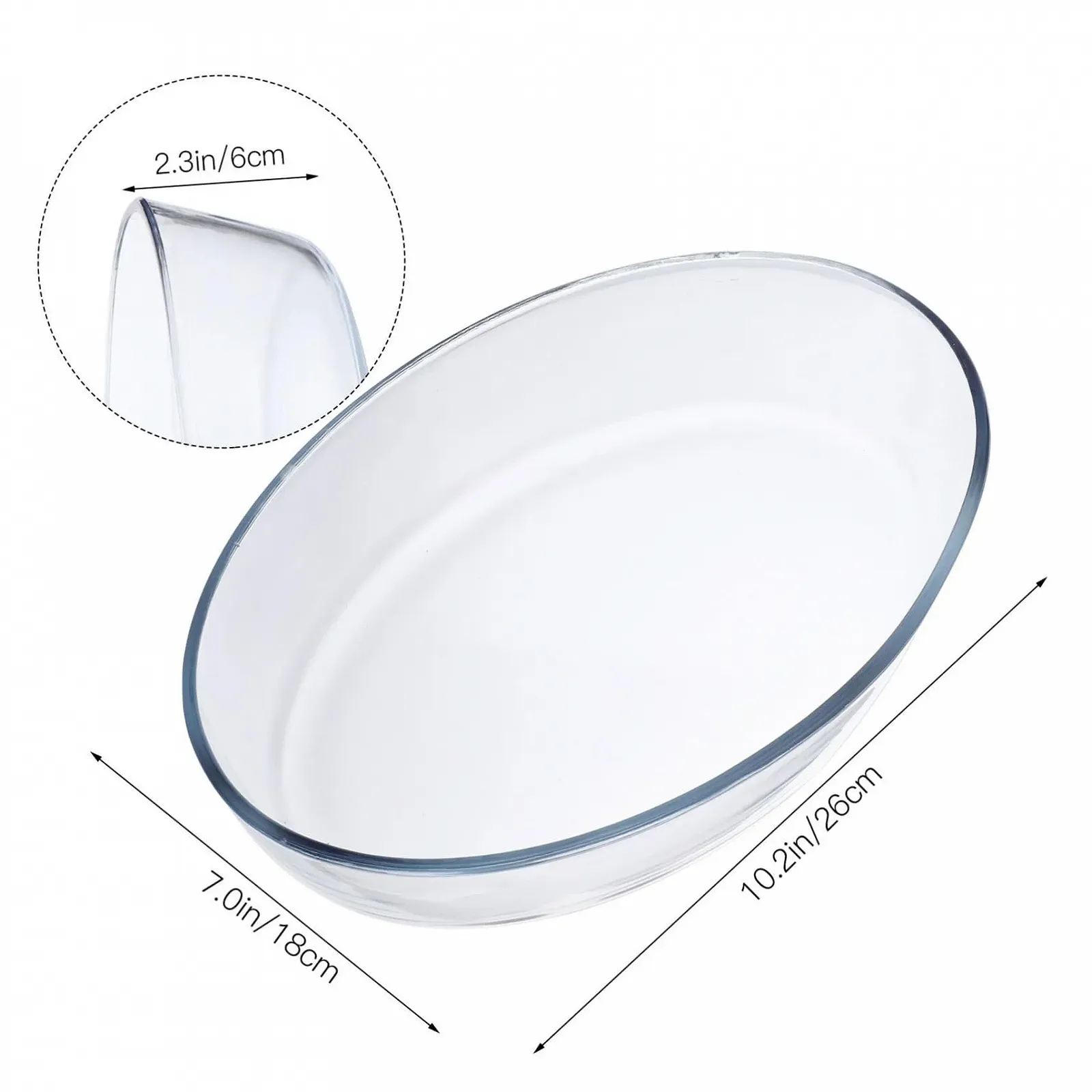 Форма для запекания стеклянная жаропрочная овальная с толстыми стенками, фото №2