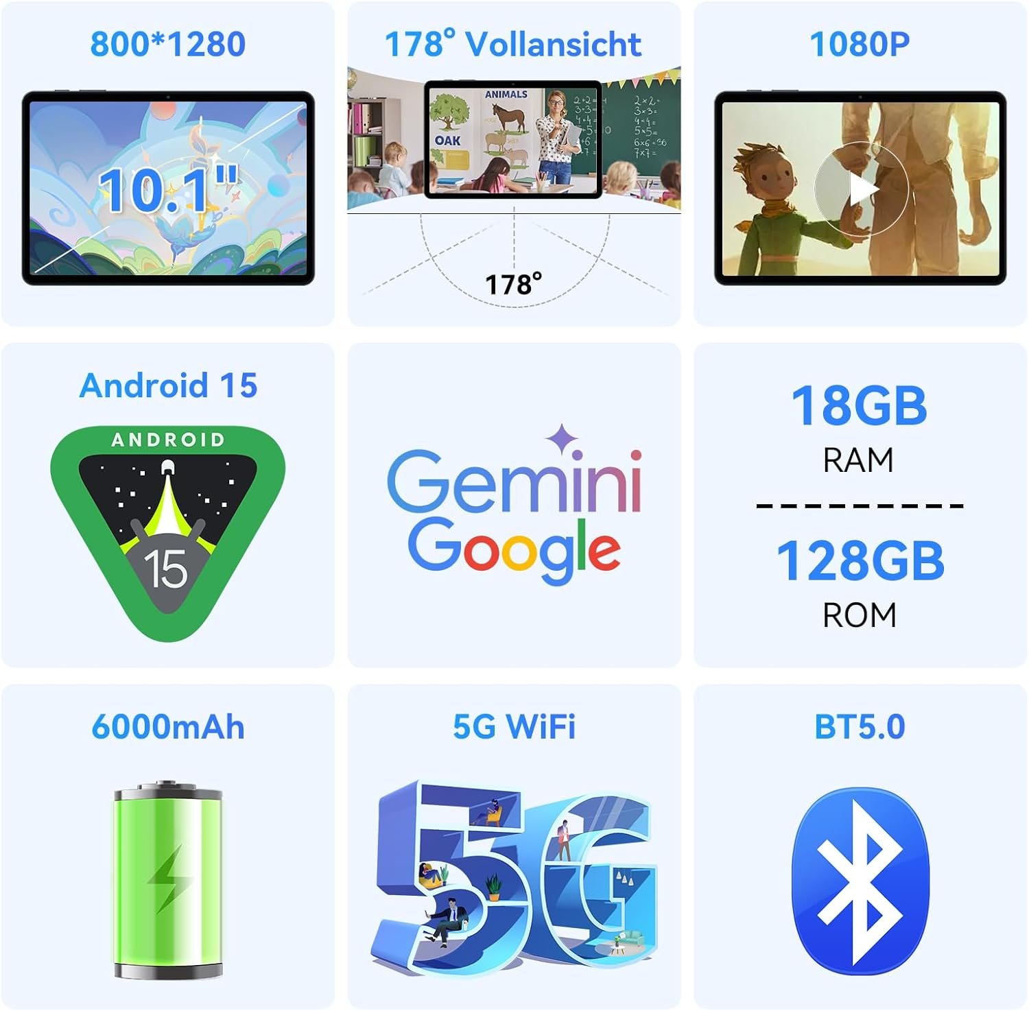 Планшет 10" TABWEE T80 (6+12)/128 ГБ Android 15 6000 mAh Серый, фото №2