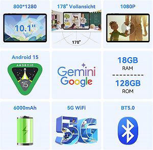Планшет 10" TABWEE T80 (6+12)/128 ГБ Android 15 6000 mAh Серый synthetic.ua - Фото 1