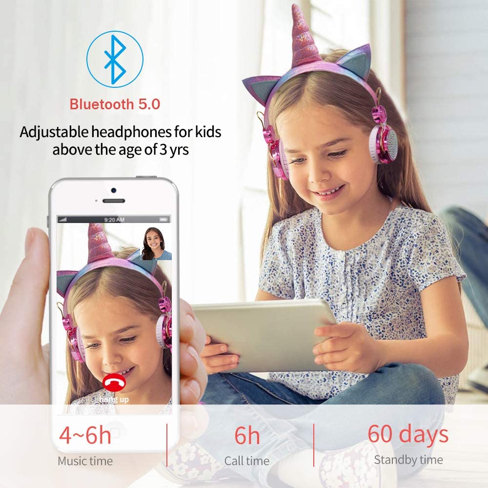 Наушники JYPS Kids Unicorn Over-Ear 85dB Limited Volume Rainbow Unicorn с микрофоном, фото №4