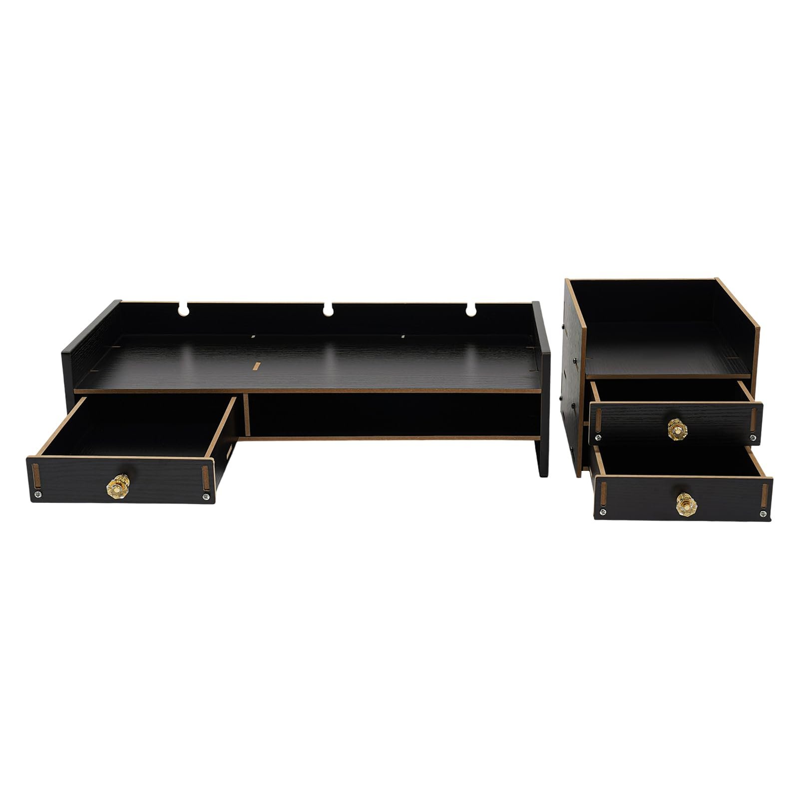 Підставка для монітора для комп'ютерного столу з 3 шухлядами, чорна, МДФ, регульована по висоті, фото №8