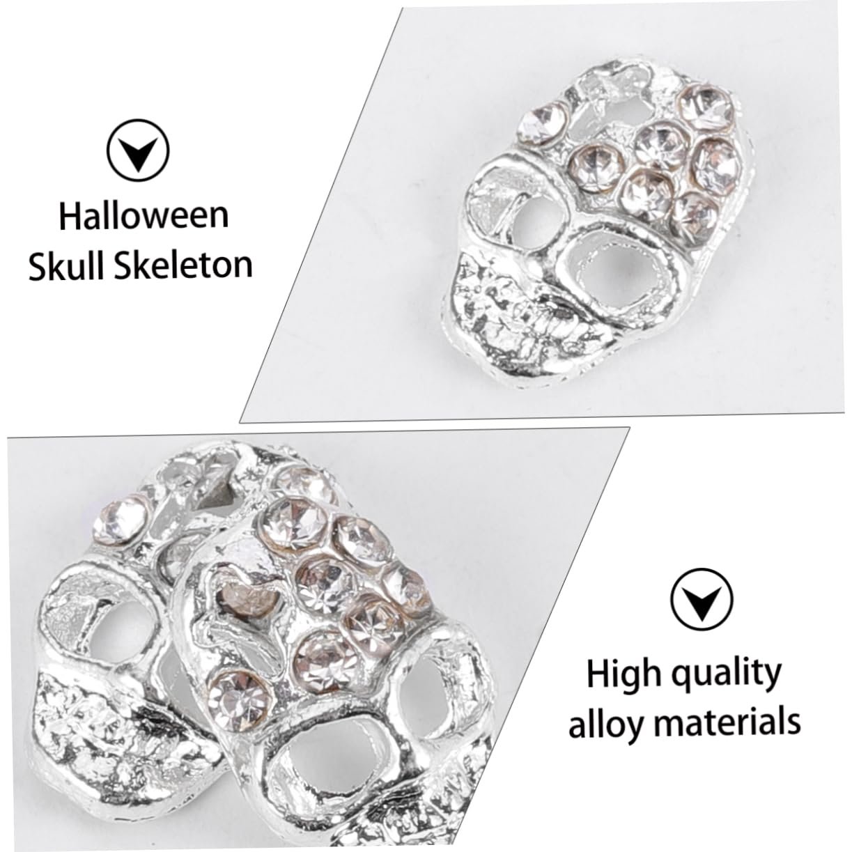 Наклейки для нігтів Череп для Хелловіну, прикраси для манікюру, 10 штук в упаковці, фото №8