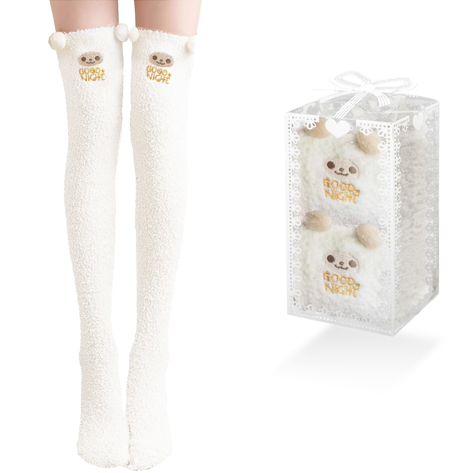 Женские длинные носки Panda Белый, один размер, фото №1