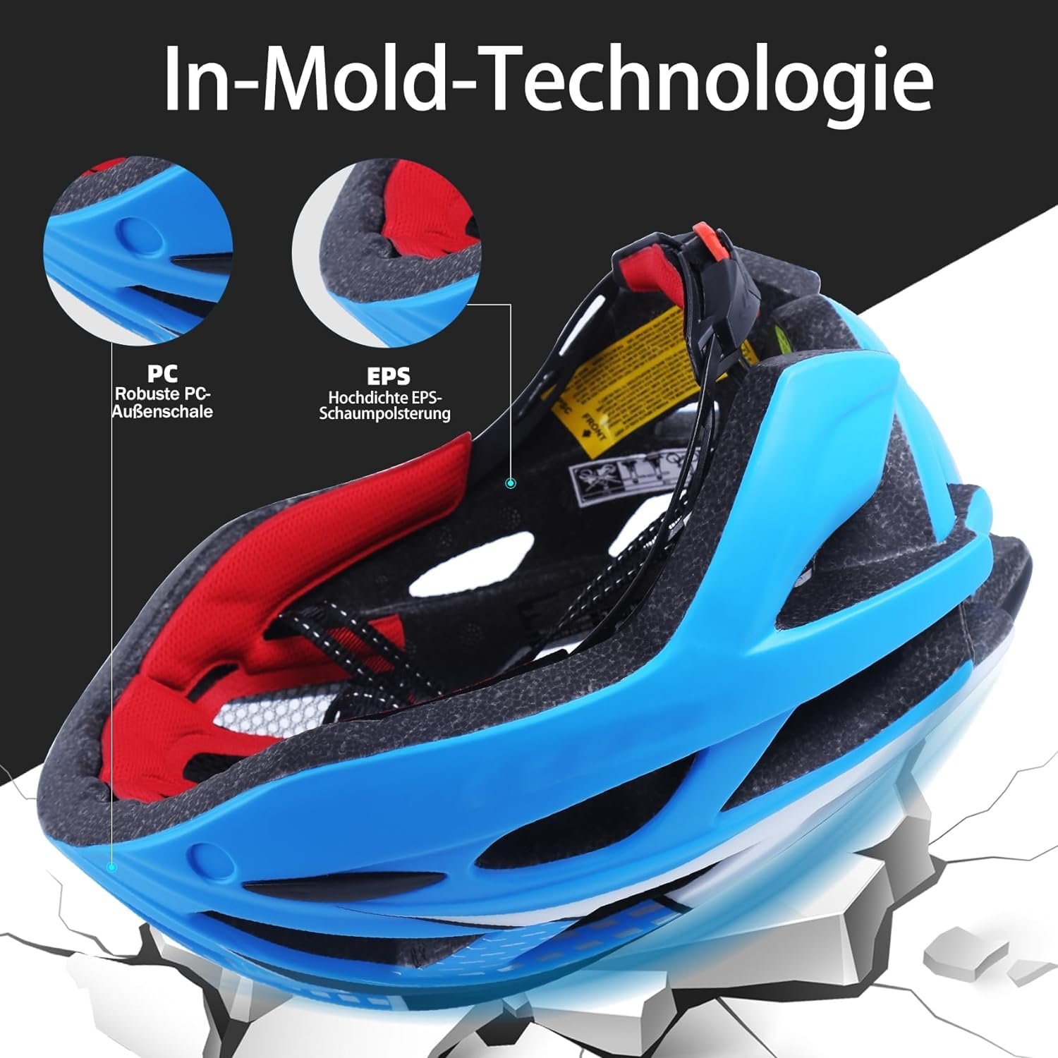 Шолом велосипедний KINGLEAD MTB з магнітним візором, регульований, легкий, з вбудованим світлодіодним заднім ліхтарем, фото №6