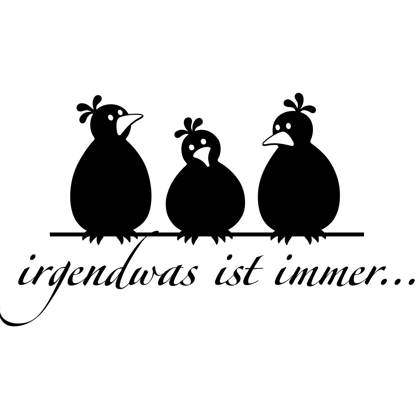 Наклейка на стіну Grandora W3169 Irgendwas ist Immer + Vogels 37 x 21 см Чорна, фото №1