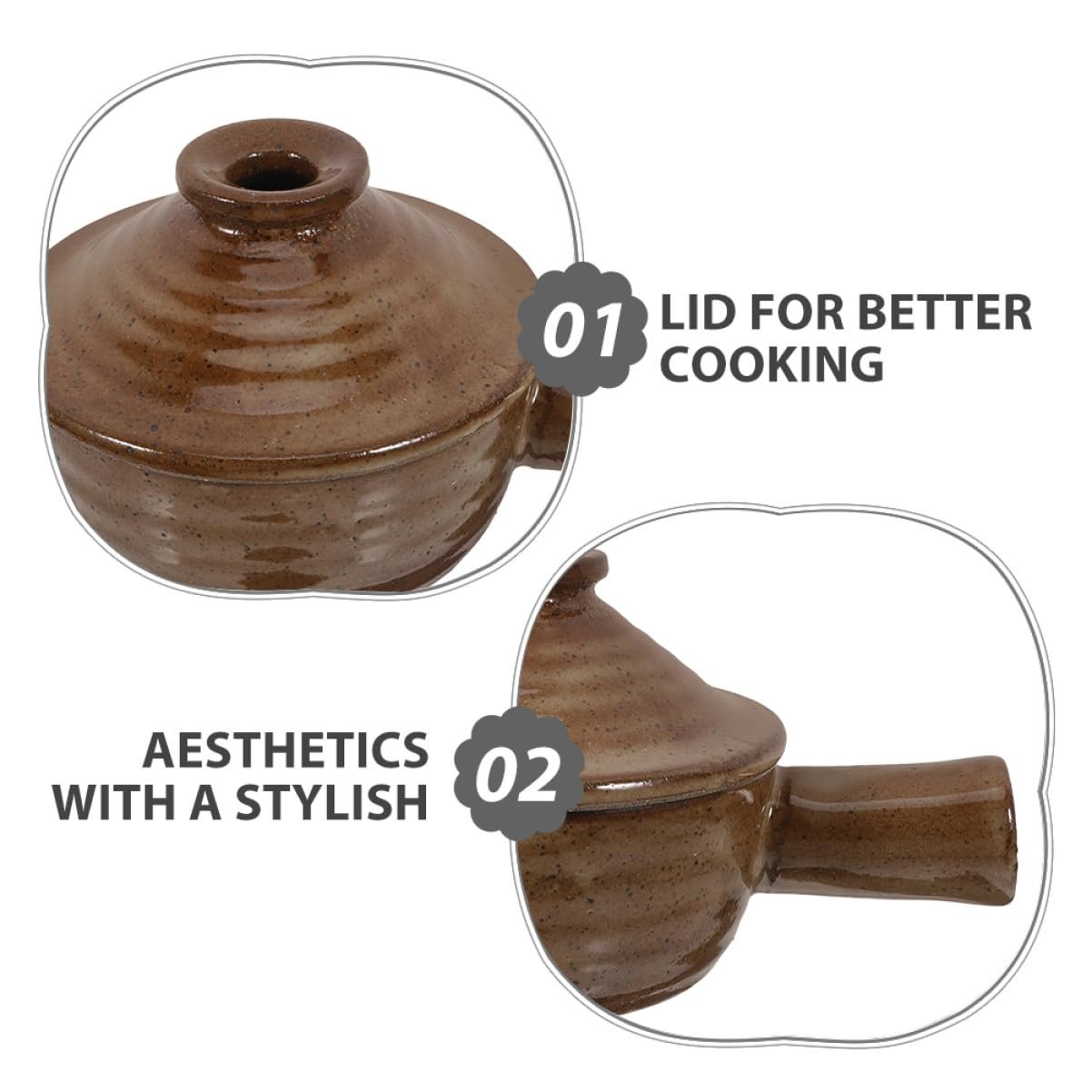 Набір керамічних горщиків Sosoport у японському стилі з кришкою Термостійкий 2 шт., фото №3