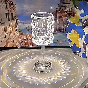 Настільна лампа Crystal Modern Rose Diamond LED сенсорна димована 16 кольорів 4 режими пульт RGB - Фото 1