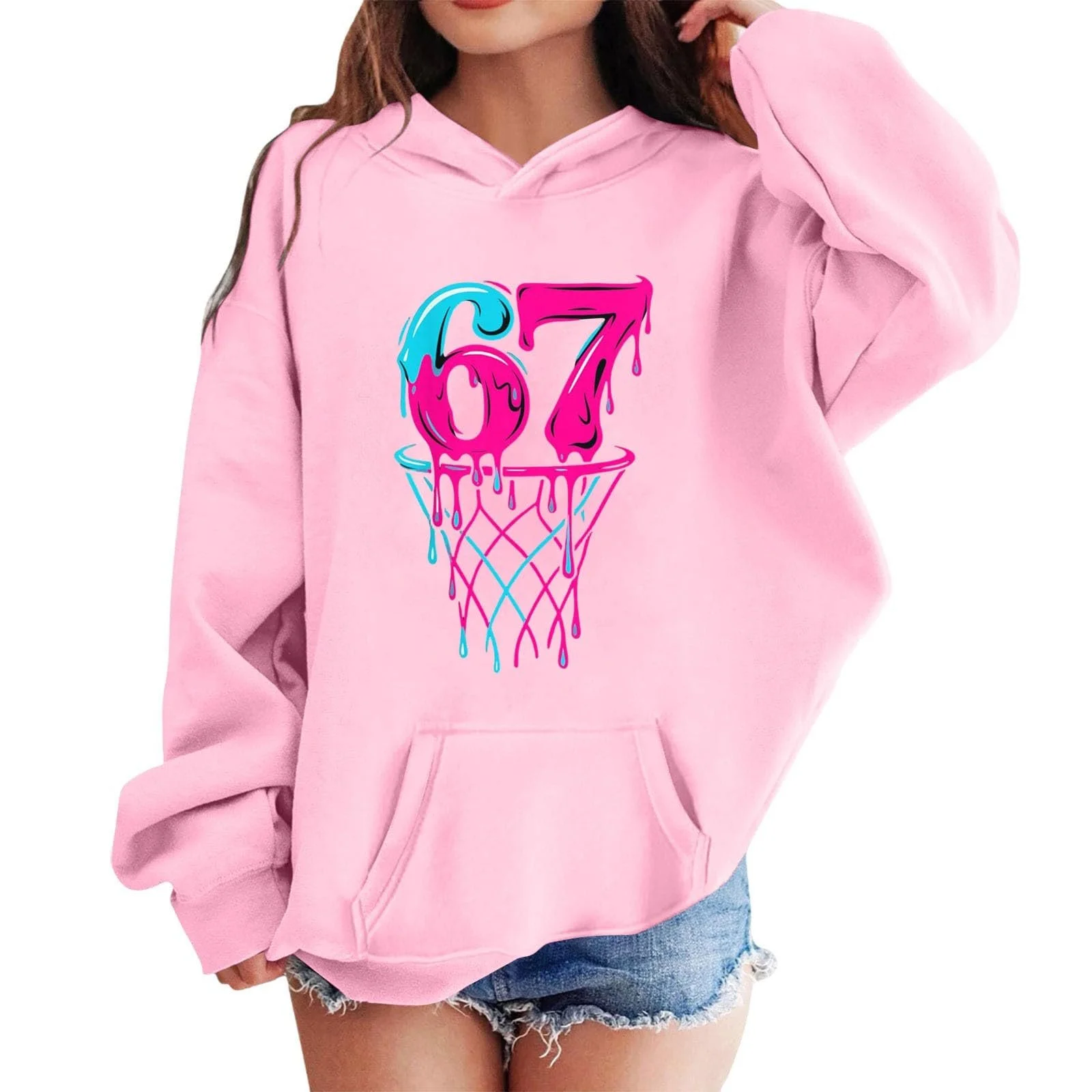 Детский свитшот Generisch с мемом 67 Fun 67, флисовый пуловер, повседневный лонгслив, зимний пуловер, повседневные лонгсливы для девочек и мальчиков, фото №1