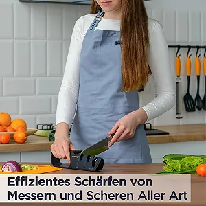 Точилка для ножів Deiss PRO ручна з регульованим кутом 3-етапна чорна synthetic.ua - Фото 1